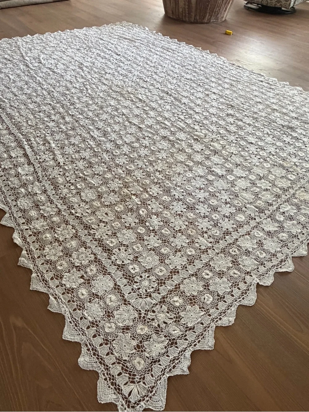 Handmade Cream Crochet Tablecloth - Elegant Lace Dining Linen